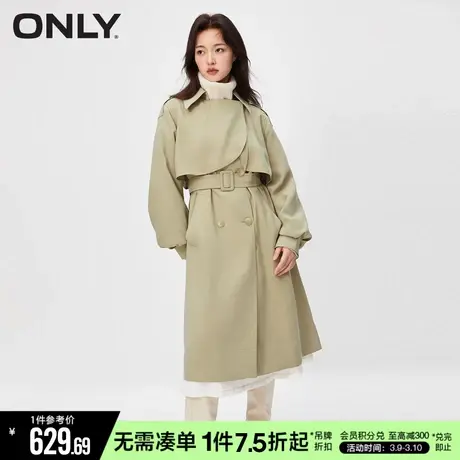 ONLY冬季简约大女主收腰翻领中长款风衣外套女商品大图