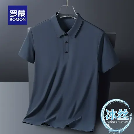 罗蒙男士冰丝短袖Polo衫夏季薄款中老年爸爸装父亲节衣服翻领T恤图片