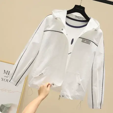 美式港风高级感短外套女2023早秋新款韩系宽松街头棒球服连帽风衣图片