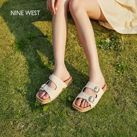 Nine West/玖熙拖鞋女夏季外穿2025新款勃肯厚底一脚蹬通勤凉拖图片