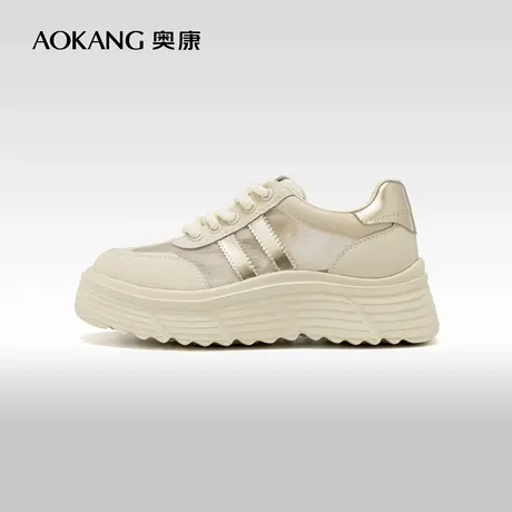 奥康女 2024春夏季新款镂空透气厚底时尚板鞋简约百搭运动休闲鞋图片