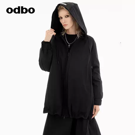 odbo/欧迪比欧时尚设计感短外套女2024秋季新款羽绒防水连帽外套商品大图
