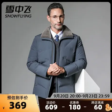 雪中飞秋冬新品商务修身成熟气质中年男士翻领短款保暖羽绒服商品大图