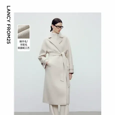 朗姿欧洲EiLEEN ELITEE羊毛修身双面呢大衣女2024冬新款毛呢外套商品大图