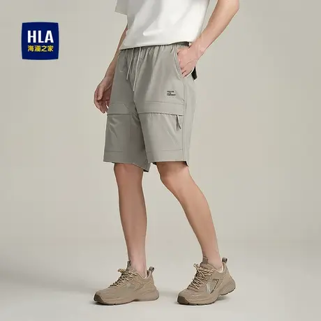 HLA/海澜之家抽绳系带休闲中裤25春夏新时尚撞色织唛五分短裤子男商品大图