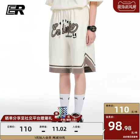 ER撞色字母条纹运动短裤男薄款夏季休闲裤美式高街潮牌裤子直筒裤商品大图