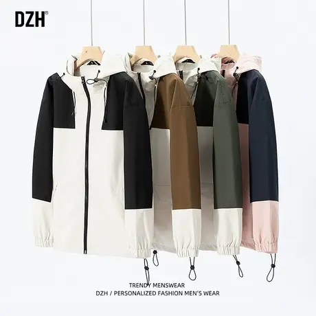 男士拼接撞色外套男连帽春夏款2023新款潮流百搭夹克休闲宽松上衣商品大图