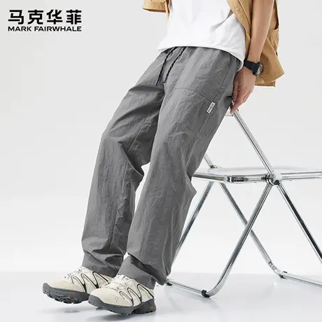 马克华菲运动户外工装裤男生秋季褶皱轻薄透气阔腿裤男士裤子男款商品大图