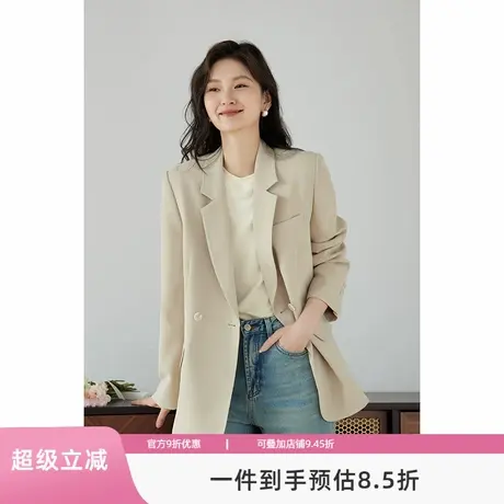 嘉茱莉西装外套女小个子西服2025春季新款一粒扣小西装设计感小众图片