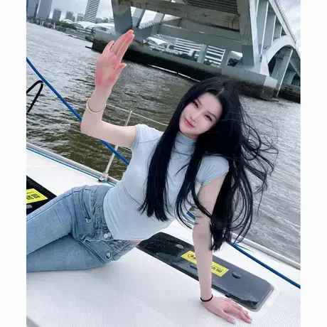 夏季chic上衣甜辣清新海蓝色紧身显瘦显胸半高领短袖T恤女打底衫商品大图