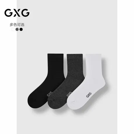 GXG男士商务中筒中邦袜【3双装】印花字母运动吸湿透气休闲袜商品大图