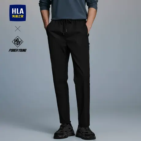 HLA海澜之家POWER YOUNG抽绳休闲裤25秋季新款微弹直筒长裤子男士图片
