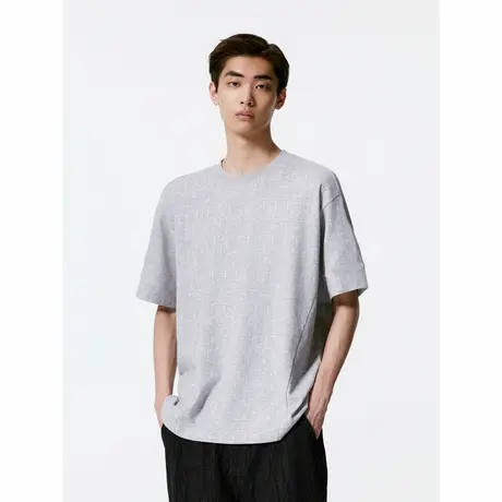【X】GXG男装灰色基础宽松时尚圆领短袖T恤男24年秋季G24X443124图片