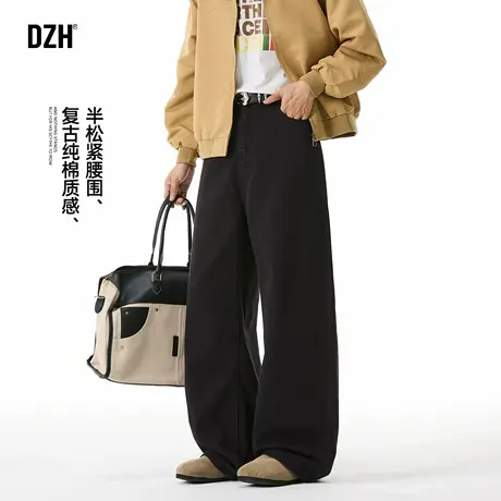 男士弯刀裤男款宽松阔腿裤男秋季拖地裤休闲长裤黑色裤子新款男裤商品大图