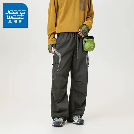 N5真维斯男士工装裤2025新款秋季潮流宽松直筒户外冲锋裤男款裤子商品大图