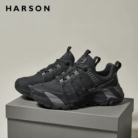 哈森男鞋秋季新款户外运动休闲鞋皮鞋男士真皮旅游鞋软底专柜同款商品大图