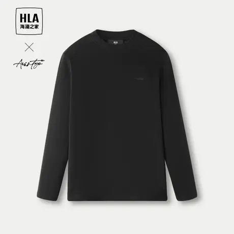 HLA/海澜之家轻商务时尚系列长袖T恤23秋季新远红外弹力圆领长t男商品大图