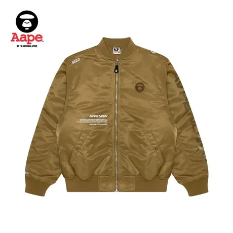 Aape旗舰店男装秋冬猿颜徽章字母印花纯色宽松夹克外套7596XXL商品大图