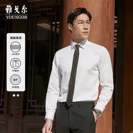 【TNDP200支纱】雅戈尔秋新品商务DP免烫装衬隐竖条纹长袖衬衫男图片