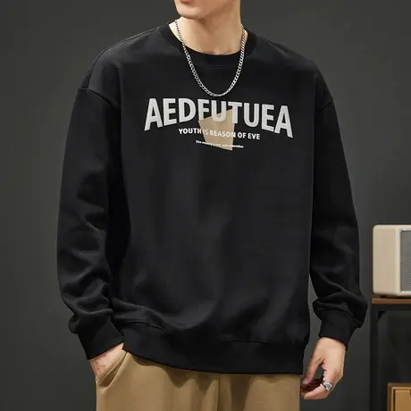 春秋款美式潮牌高街重磅圆领卫衣秋冬季男生中性风长袖上衣服男款商品大图