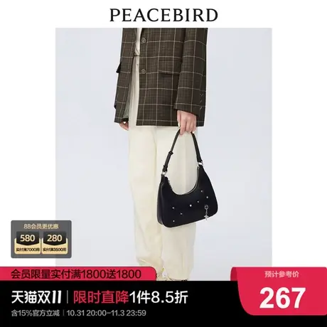 太平鸟2022年秋季新款植绒针织收脚裤A1GBC3562图片