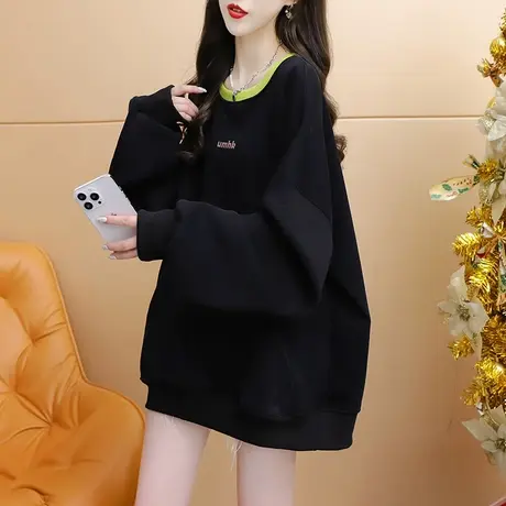 加绒加厚卫衣外套女2023新款秋冬洋气减龄网红宽松慵懒风百搭上衣图片