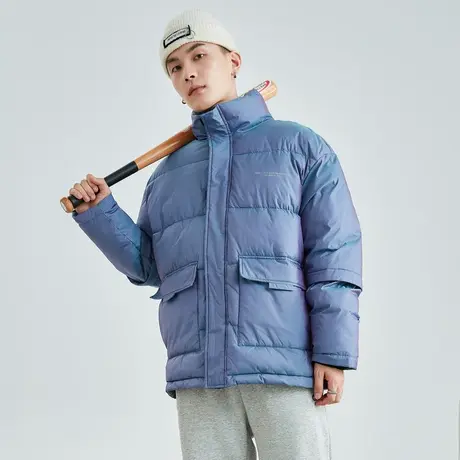 唐狮外套男冬棉服立领美式棉衣千鸟格冬装外套黑白格子百搭棉袄图片