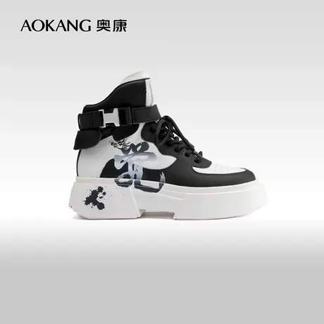 【米兰走秀系列】奥康女鞋 春秋季高帮原创中国风休闲运动鞋商品大图