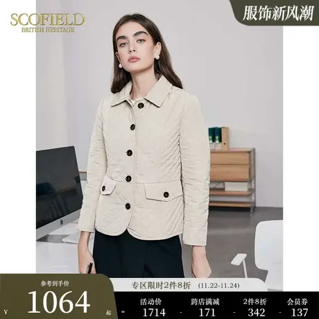 Scofield菱格通勤休闲气质简约短款棉服外套女装2023年秋冬新款商品大图