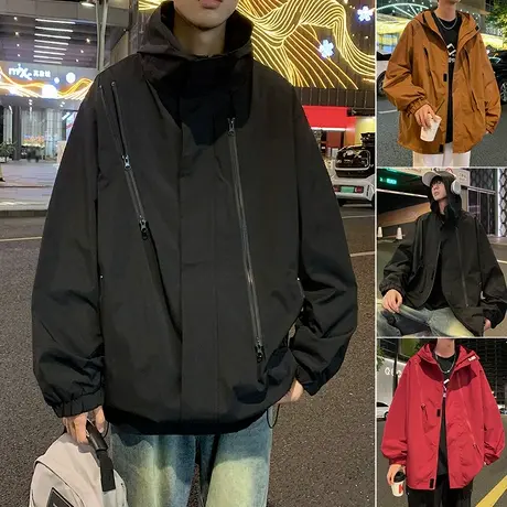 高街连帽夹克男美式休闲ins潮牌机能冲锋衣春秋季港风ins百搭外套商品大图