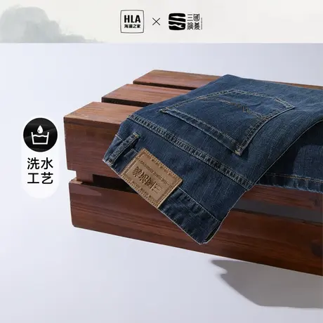 HLA/海澜之家三国演义牛仔中裤23春夏猫须工艺五袋款五分裤男商品大图
