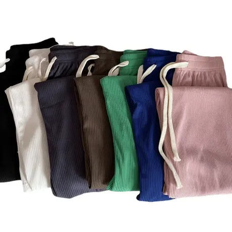 抽绳蛇骨纹阔腿裤女春夏宽松学生直筒修身显腿潮流百搭休闲长裤子图片