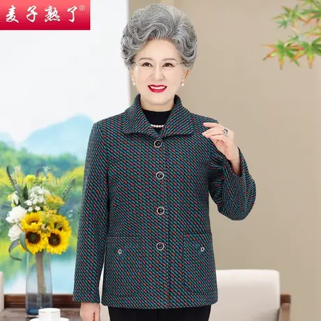2023冬季新款老奶奶装厚毛呢外套阔太太中老年人妈妈装冬加绒保暖图片