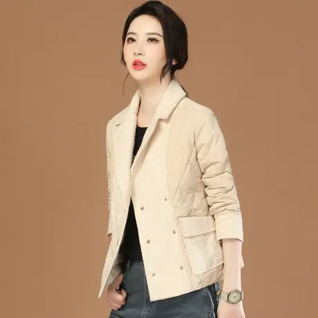 韩潮袭人气质西装领加厚棉衣女2023冬季宽松时尚百搭保暖棉服外套图片