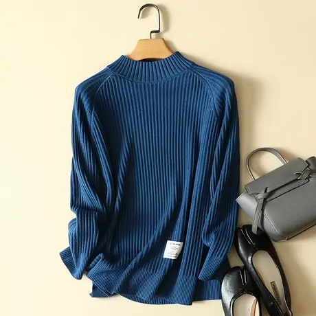 半高领毛衣女宽松外穿慵懒风加厚打底针织衫女装套头2024春装新款商品大图