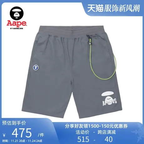 Aape旗舰店男装春夏猿颜字母印花装饰裤链休闲短裤6965XXK图片