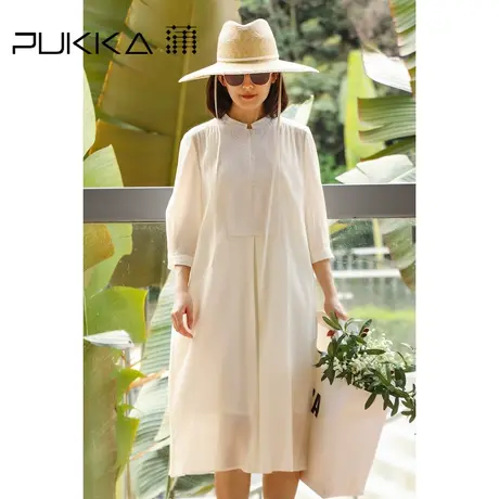 蒲PUKKA度假连衣裙女2023夏季新款宽松休闲绣花中长款裙子图片