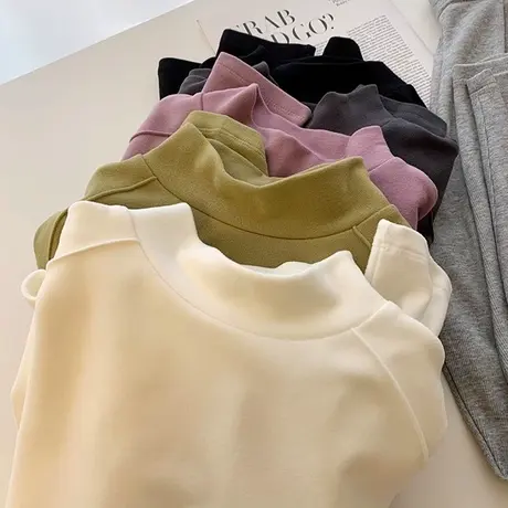 洋气时髦德绒打底衫女内搭加绒加厚长袖T恤修身显瘦上衣秋冬装潮商品大图