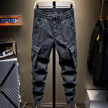 美式重工水洗宽松大口袋工装裤潮品休闲裤运动长裤子男百搭哈伦裤图片