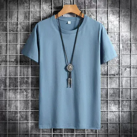 重磅新疆纯棉短袖t恤男2022新款夏季体恤衫纯白圆领宽松半袖上衣商品大图