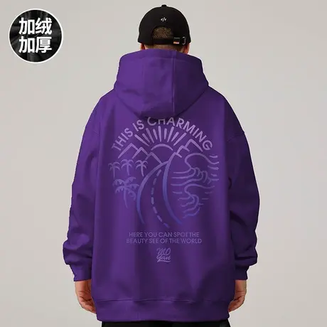 2024秋冬季新款加绒加厚卫衣ins连帽美式潮牌宽松加肥加大码外套图片