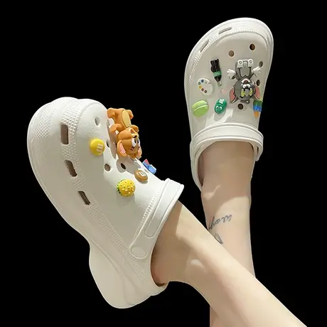 防滑洞洞鞋女夏季ins潮外穿可爱猫和老鼠包头厚底增高松糕凉拖鞋商品大图