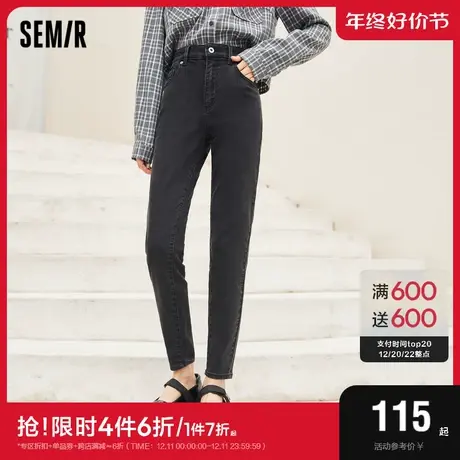 [商场同款]森马牛仔长裤女修身小脚裤2022春秋新款弹力裤子图片