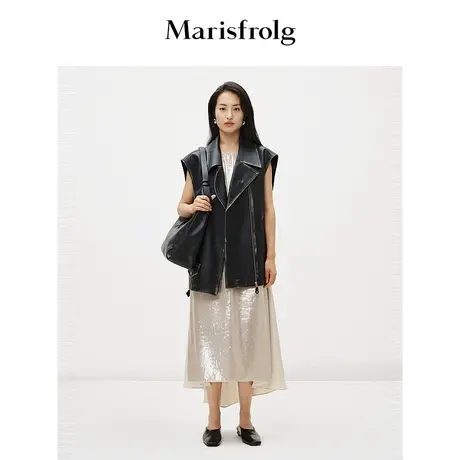 【商场同款】玛丝菲尔2024春新款香槟色无袖长款时尚连衣裙礼服女图片