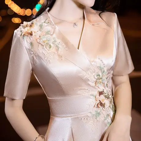 晚礼服女宴会气质洋气年轻喜婆婆妈妈参加婚礼婚宴结婚夏季连衣裙图片