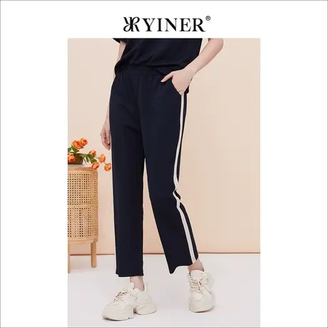 YINER音儿专选女装夏季法式优雅侧边休闲裤运动长裤商品大图
