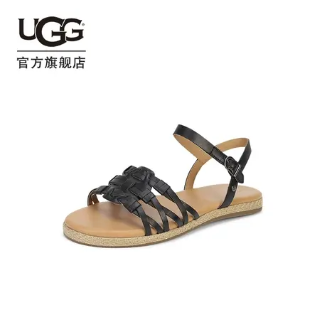 UGG夏季女士皮革编织凉鞋简洁时尚轻便休闲舒适平底凉鞋 1014950图片