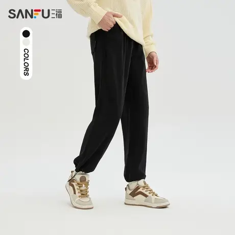 三福2024春季男士博奥绒针织休闲裤 趣味宽松卫裤长裤男482241商品大图