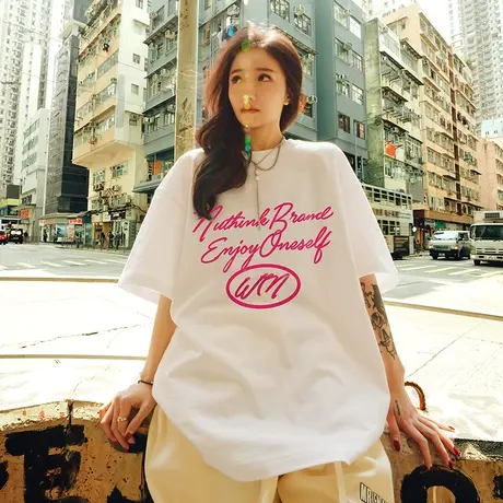 Nuthink欧美街头潮牌t恤短袖宽松男潮国潮夏季半截袖潮流大码半袖商品大图