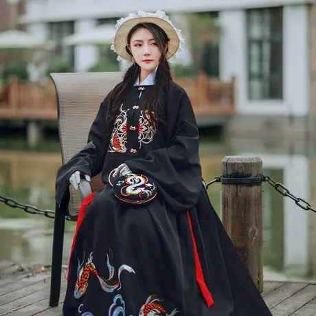 年年有鱼 如梦霓裳原创汉服女明制补服夹衣绣花方领搭配袄裙日常商品大图